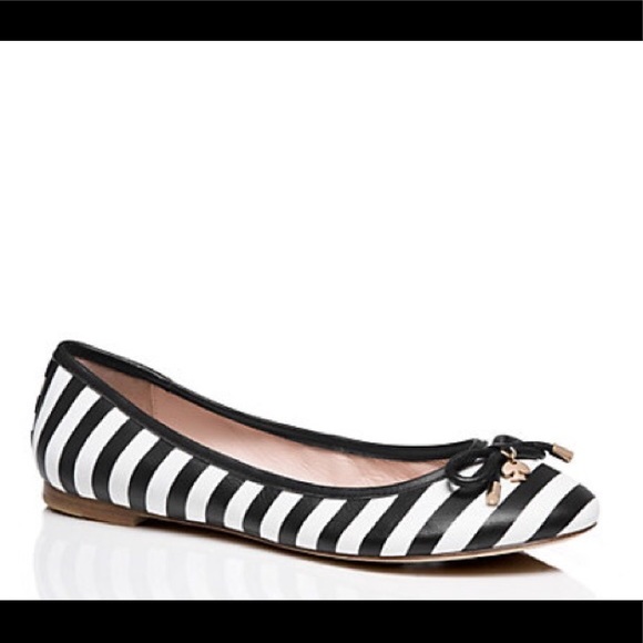 black and white striped ballet flats